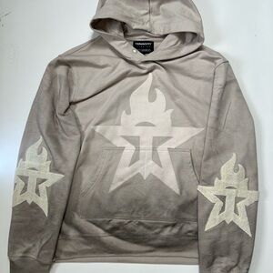 Flame-Star Hooded Sweatshirt in Taupe